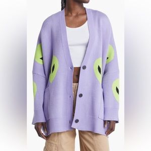 Dressed in LALA Purple and Green Cardigan